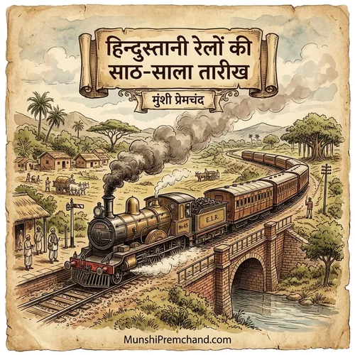 मुंशी प्रेमचंद कृत हिन्दुस्तानी रेलों की साठ-साला तारीख का कवर इमेज